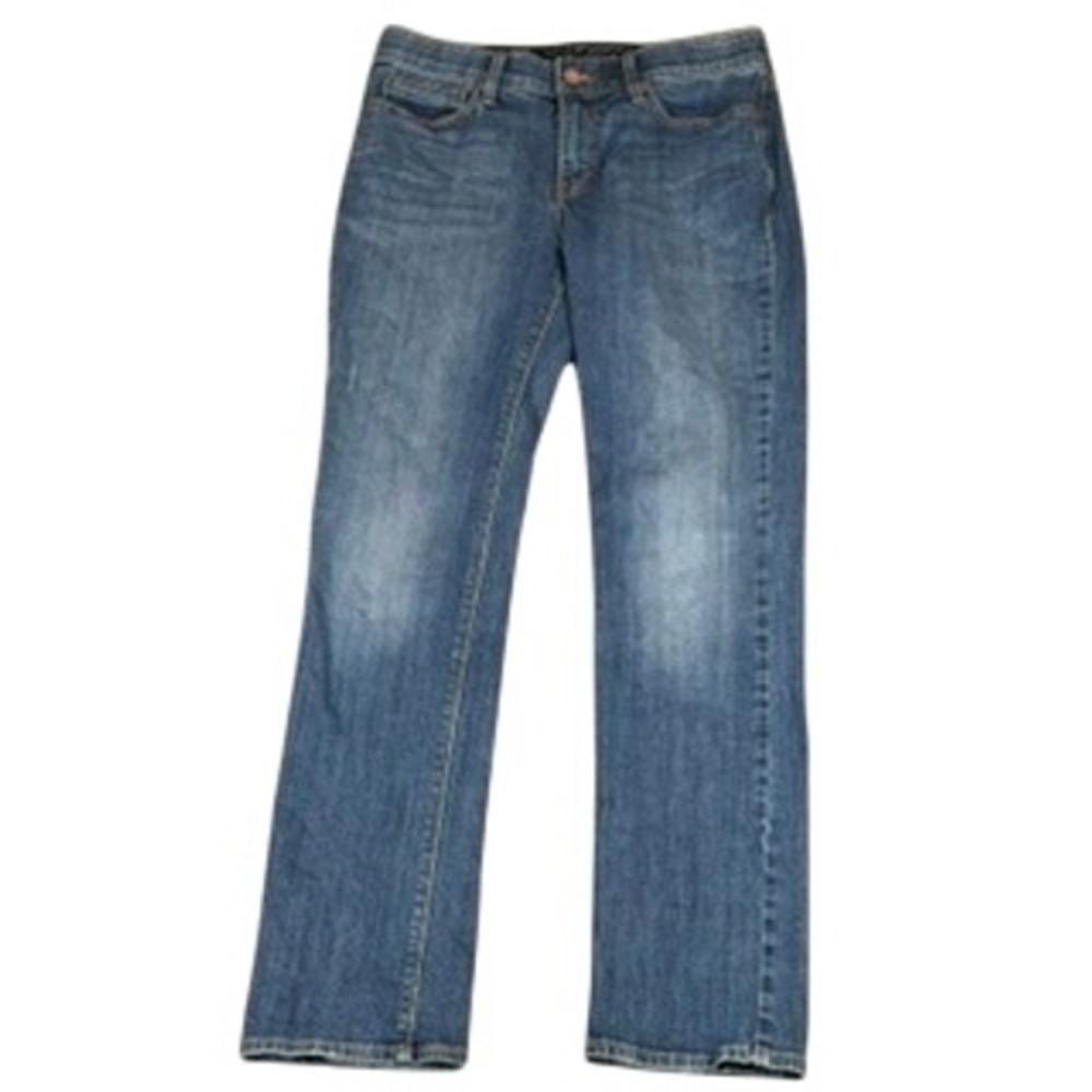 Levis 525 Perfect Waist Straight Leg Jeans Blue Medium Wash Paisley Lined Size 8